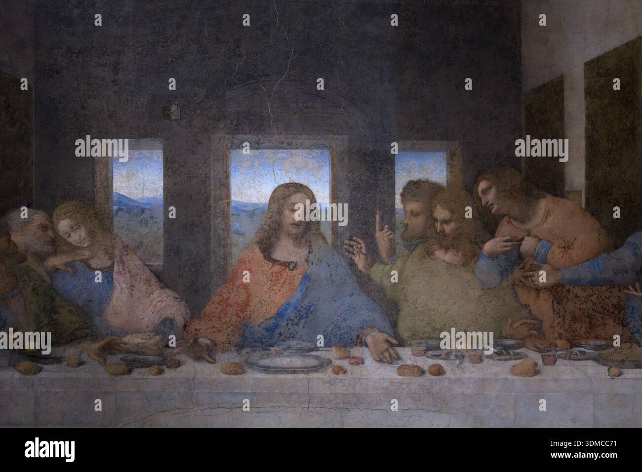 Detail of The Last Supper (Il Cenacolo) mural by Leonardo da Vinci ...