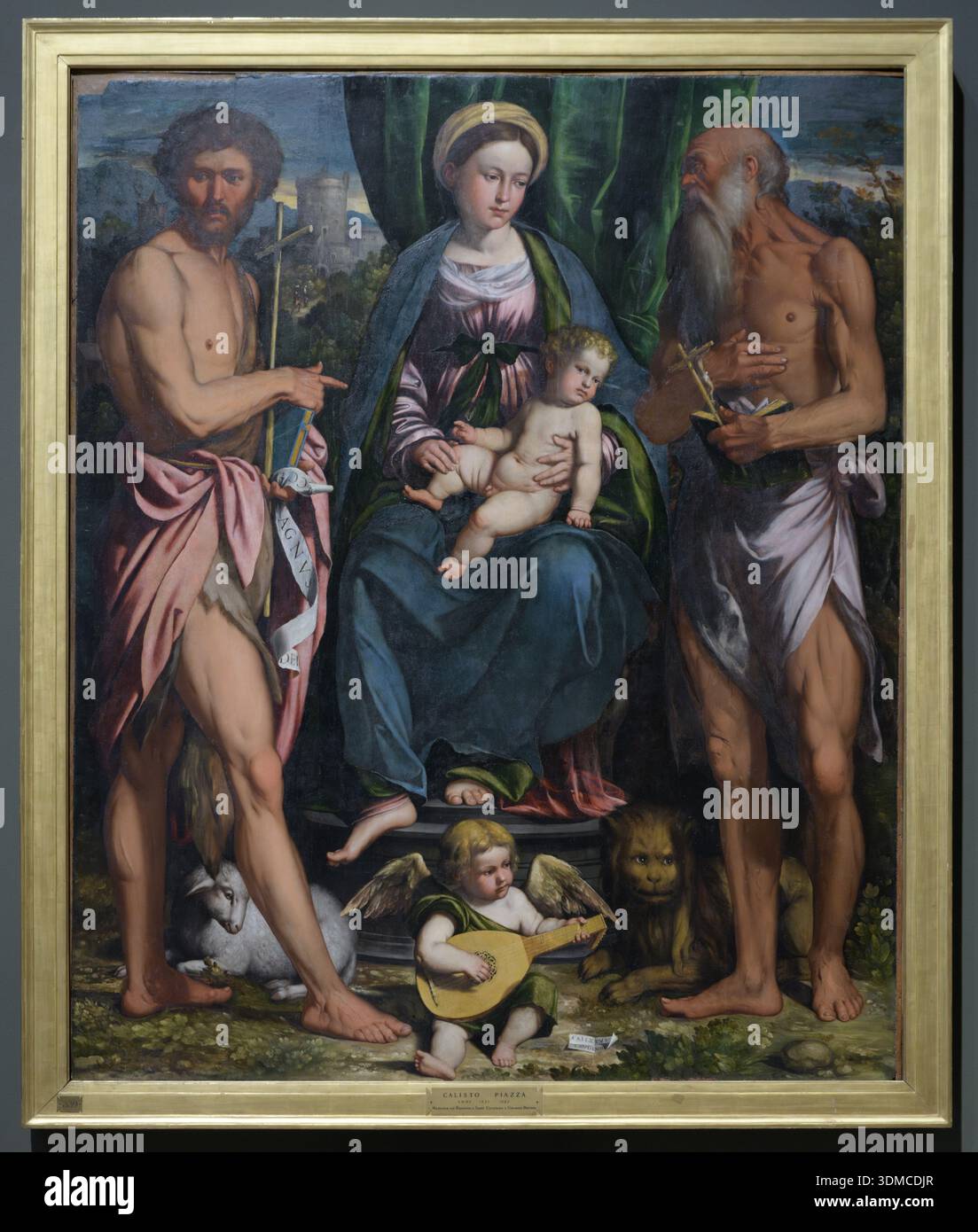 Madonna and child with infant st john the baptist hi-res stock ...