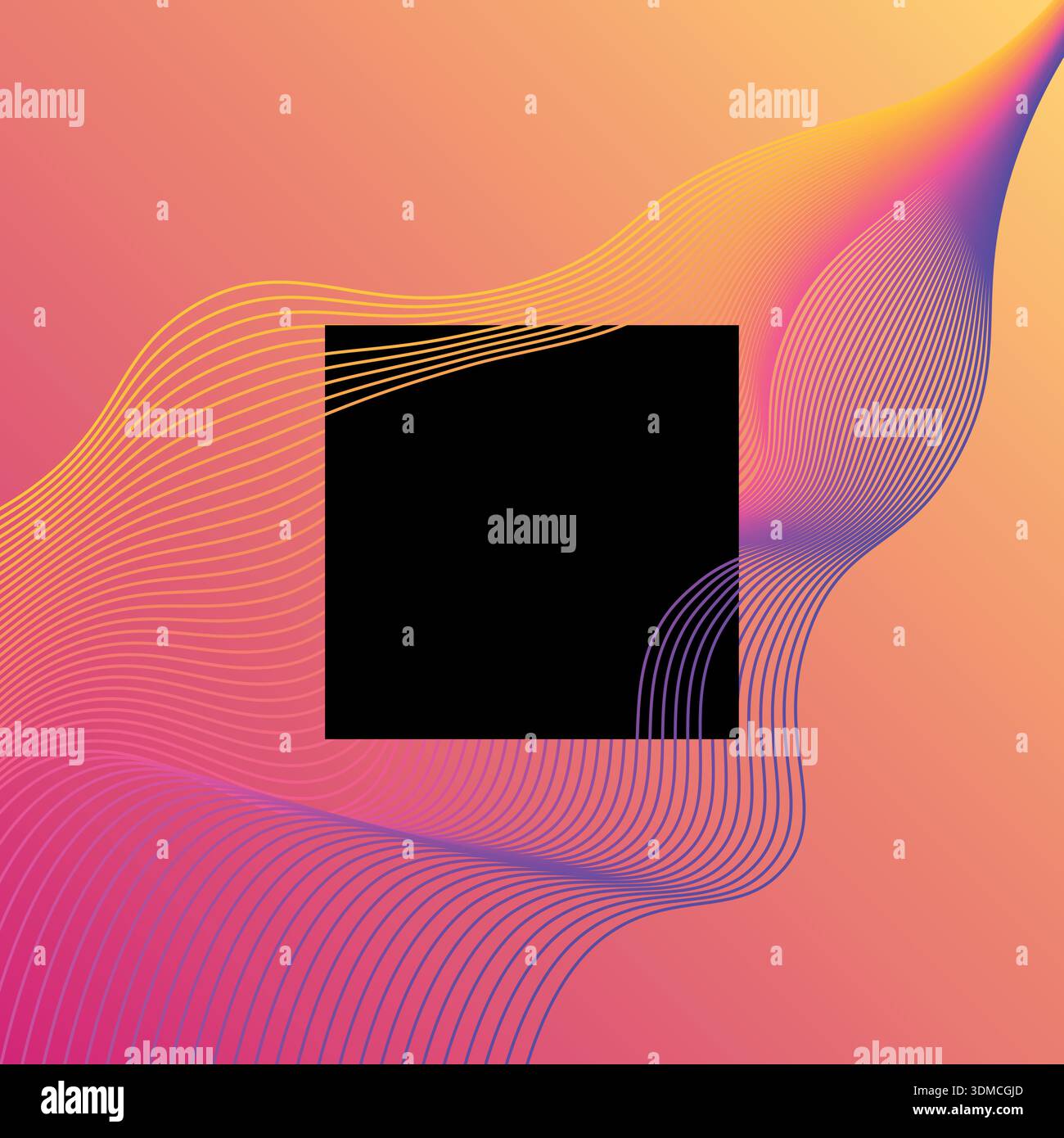 A black square is on a pink background Stock Vector