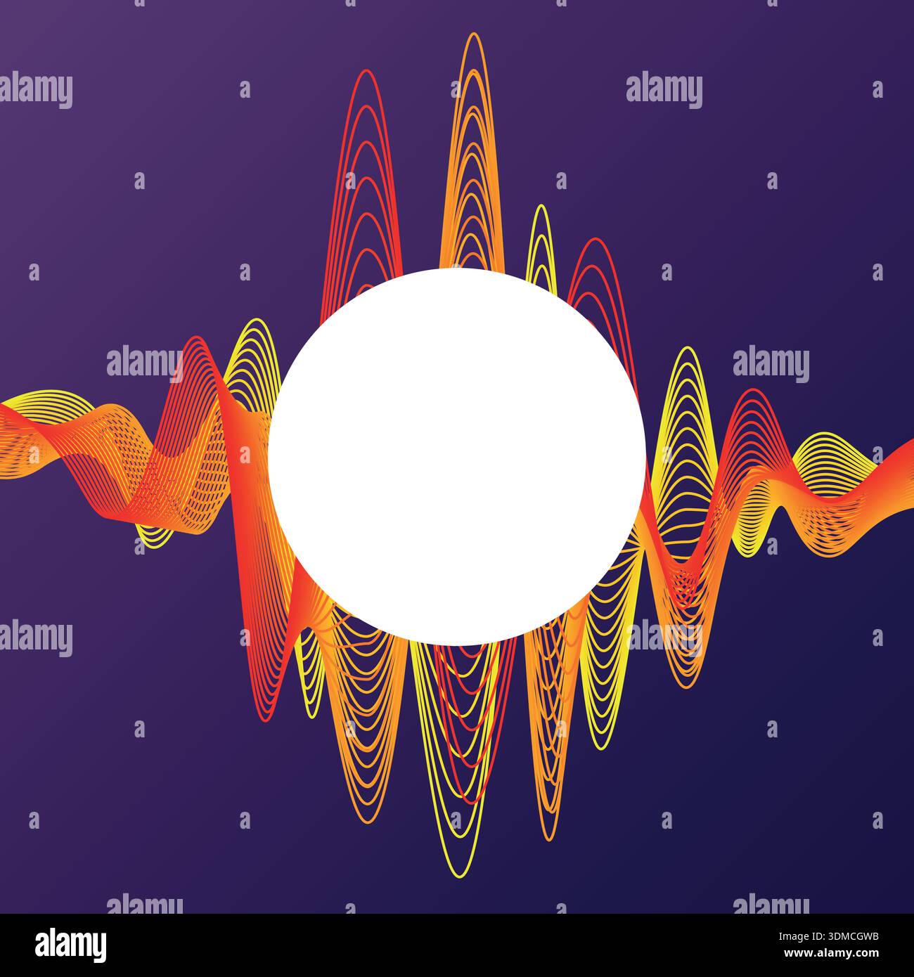 A purple background with orange and yellow waves Stock Vector