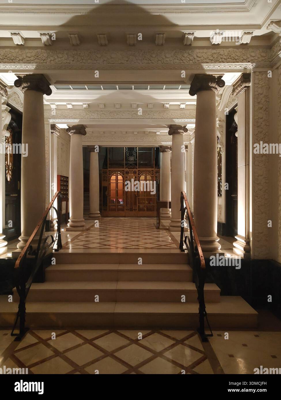 Detail of an old lobby of a residential apartment building in the upper ...