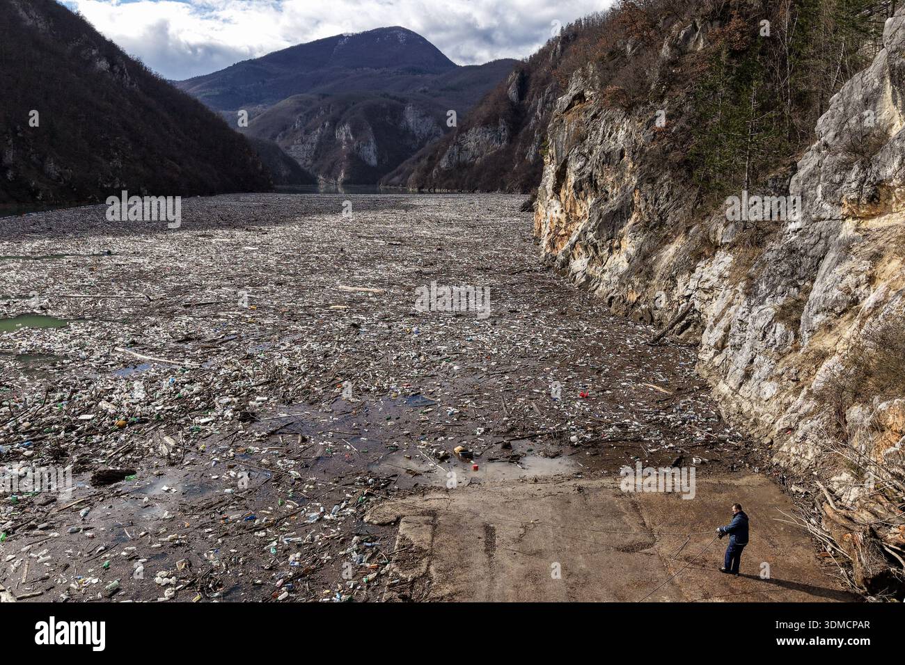 Clogging Rivers An aerial view shows tons of waste clogging the Drina river in Visegrad ...