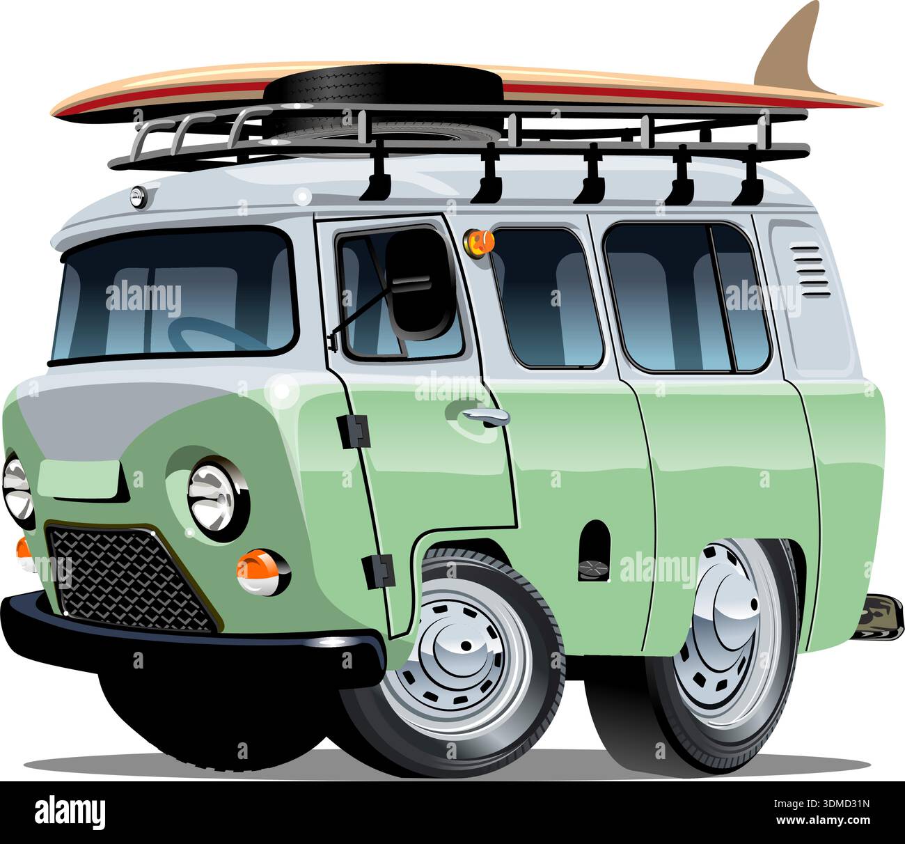 Vector cartoon camper van. Available eps-10 vector format separated by groups with transparency effects for one-click repaint Stock Vector