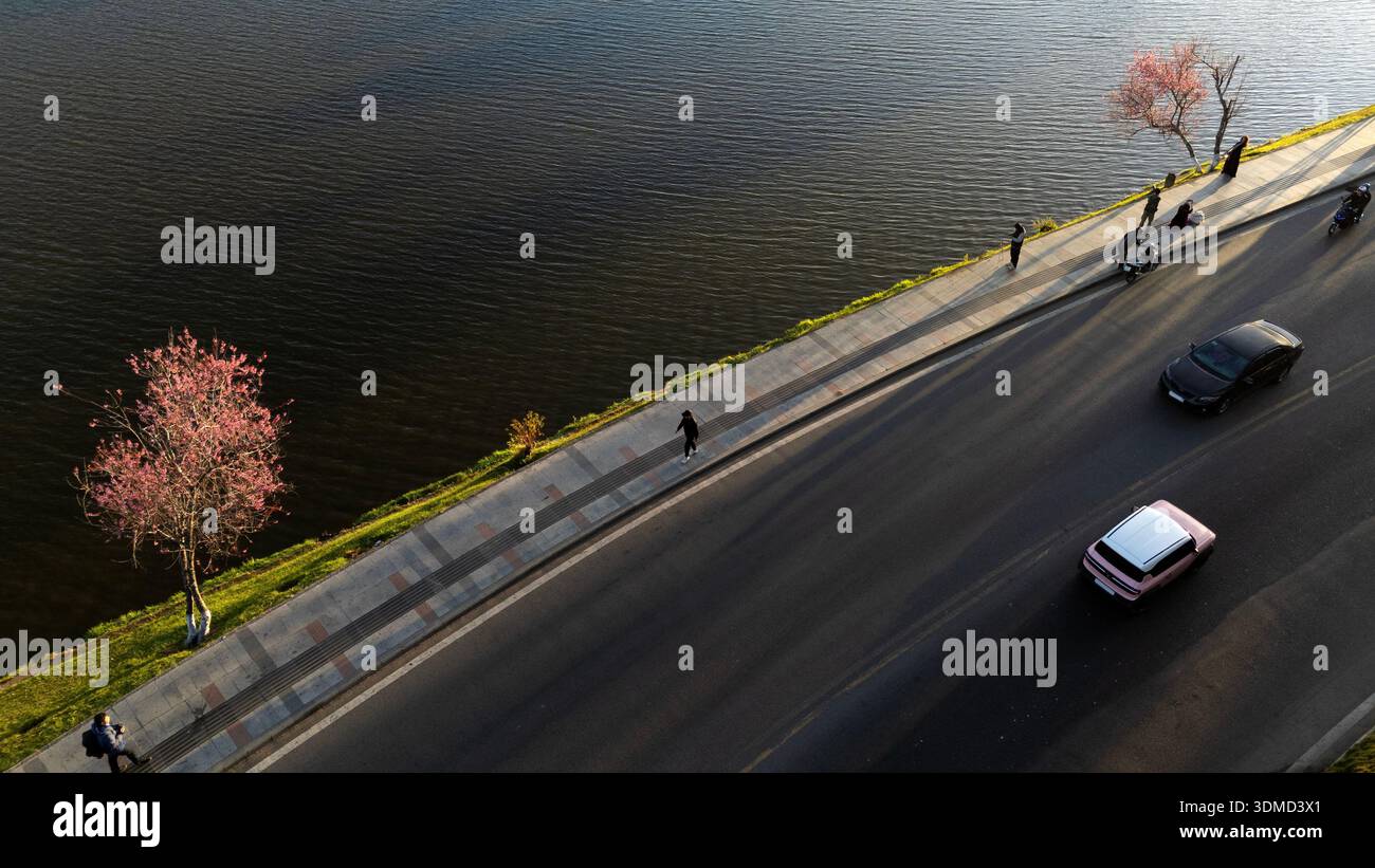 Aerial top down shot cyclist hi-res stock photography and images - Alamy
