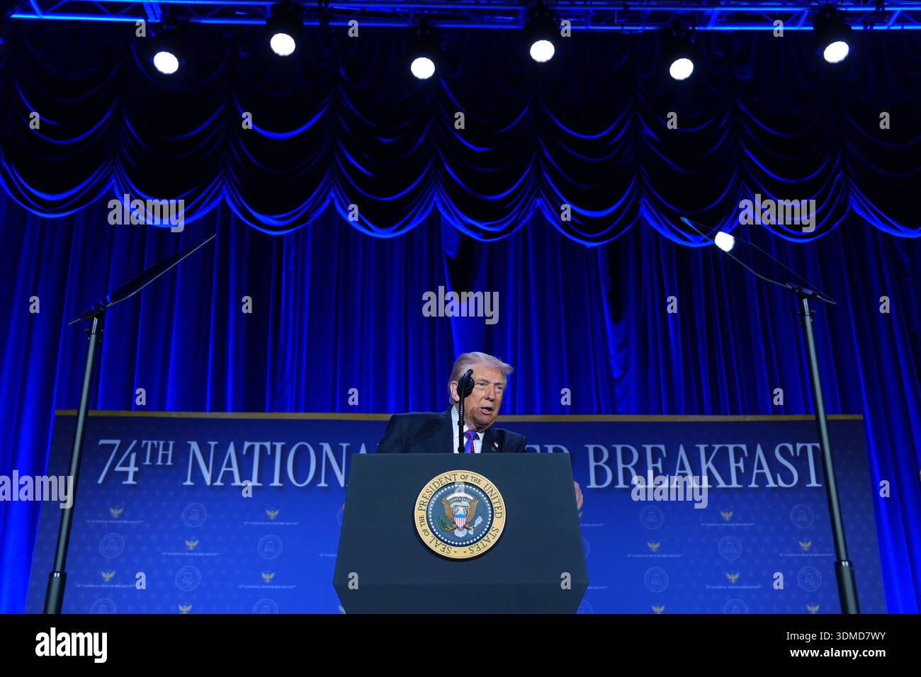 President Donald Trump speaks during the National Prayer Breakfast ...