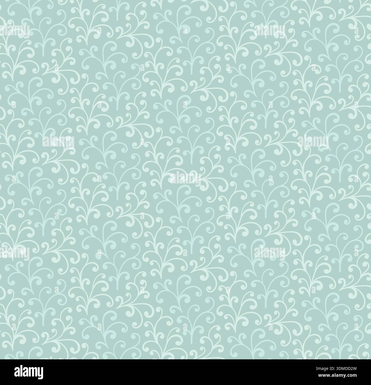 Subtle Swirl Pattern Background. Light Teal Floral Pattern Stock Vector