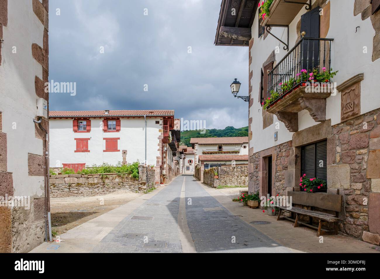 Amaiur Village, Traditional Basque Architecture in Baztan Valley, Spain Stock Photo