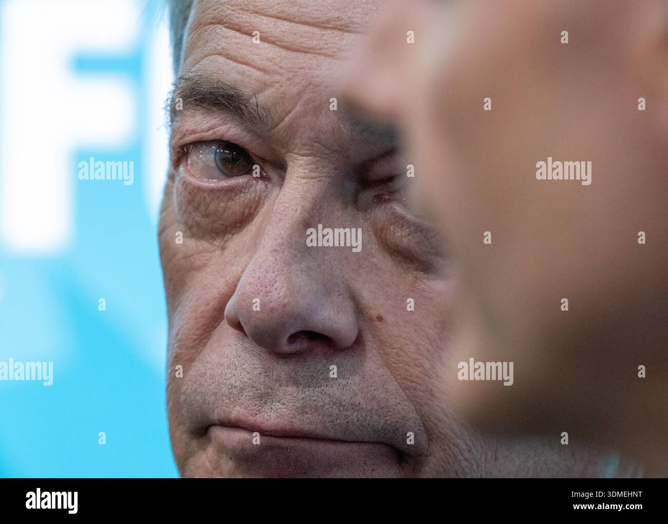 Nigel Signage Nigel Farage’s campaign visit to Gorton and Denton where he opened, by ...