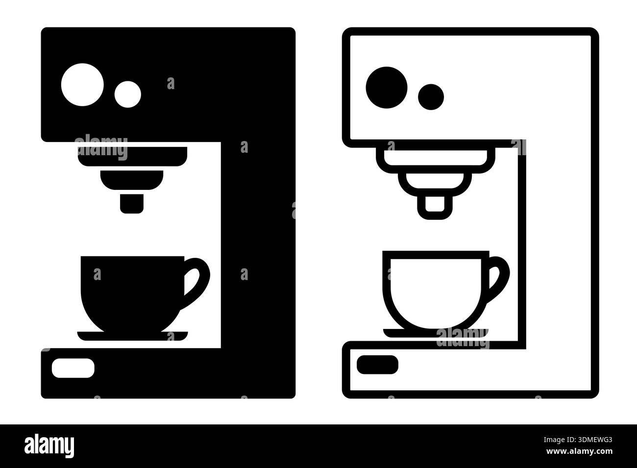 Coffee machine vector icon set in black color. Stock Vector