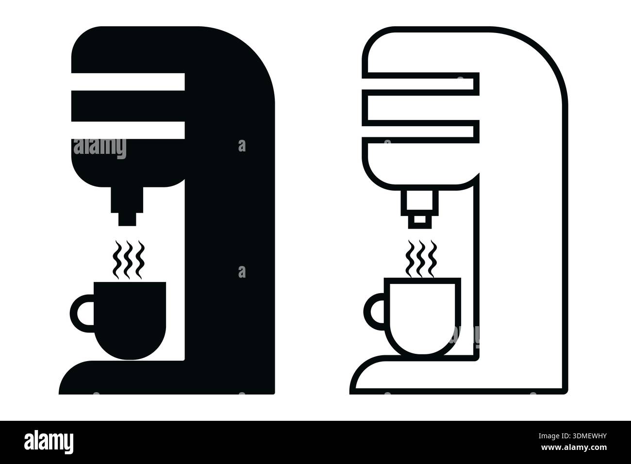Coffee machine vector icon set in black color. Stock Vector