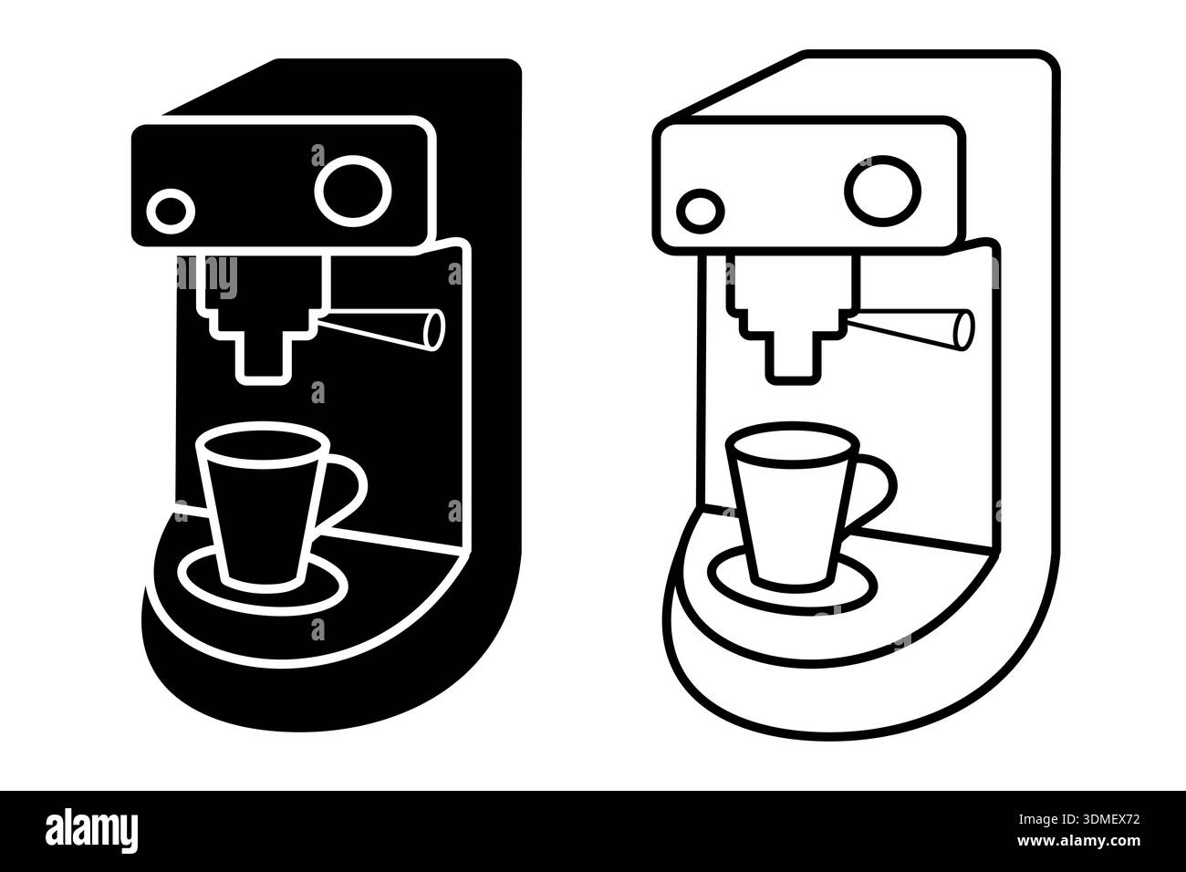 Coffee machine vector icon set in black color. Stock Vector