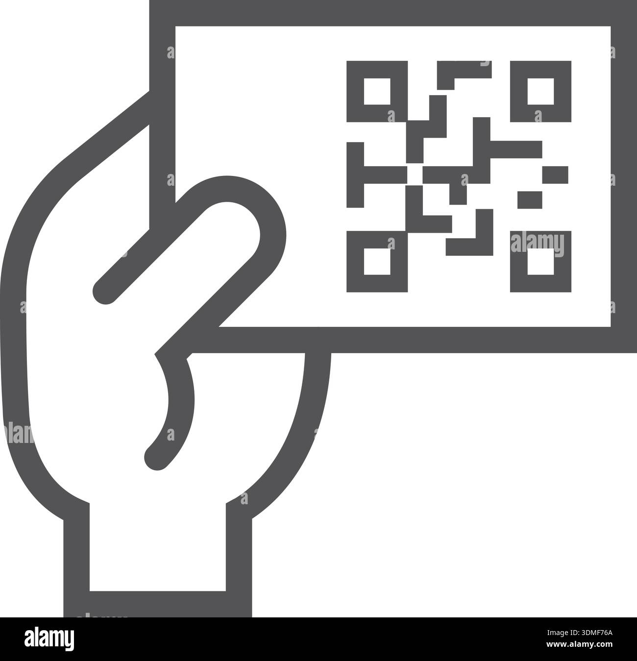 Ticket with qr code. Digital coupon black icon Stock Vector