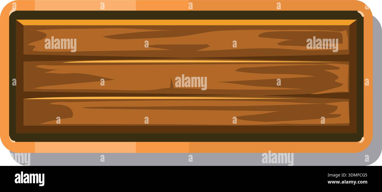 Wooden button cartoon game element. Mobile asset Stock Vector