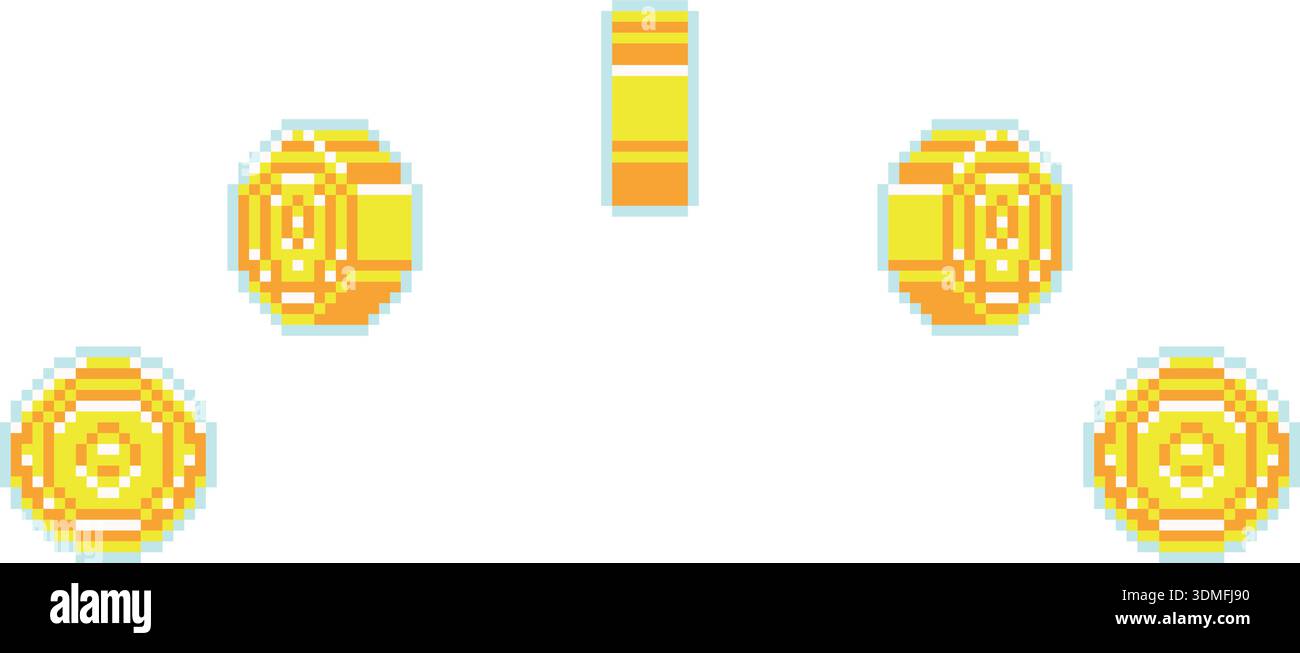 Pixel golden coin rotation. Retro game elements Stock Vector Image ...