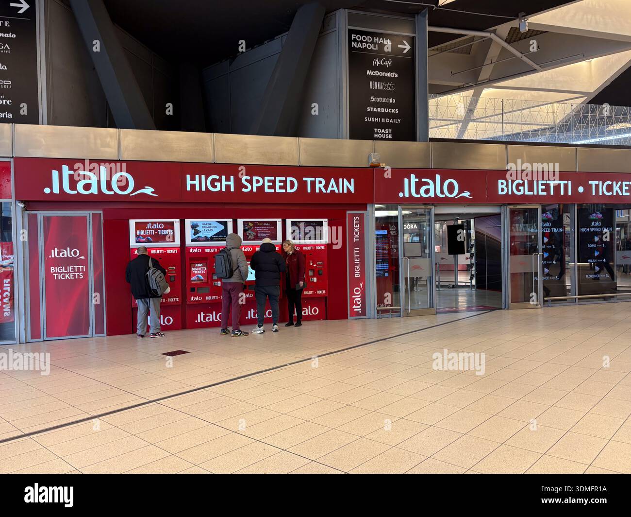 Italo High Speed Train ticketing area and entrance inside Napoli Centrale  (Stazione di Napoli Centrale), Naples, Italy. Featuring ticket machines and  Stock Photo - Alamy