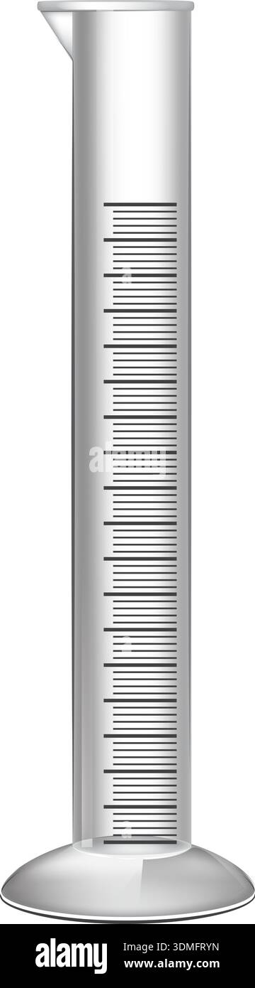 A tall, thin, white measuring cylinder with a white handle Stock Vector