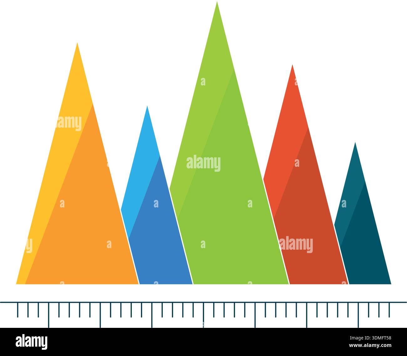 A colorful mountain range with a ruler underneath it Stock Vector