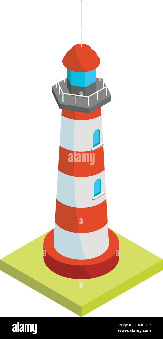 Lighthouse isometric icon. Marine coast beacon tower Stock Vector