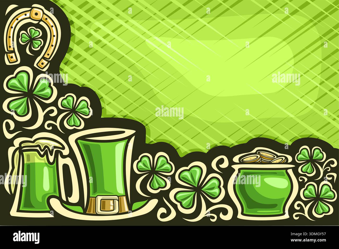 Vector greeting card for Saint Patrick's Day, poster with copy space for congratulation wishes Stock Vector