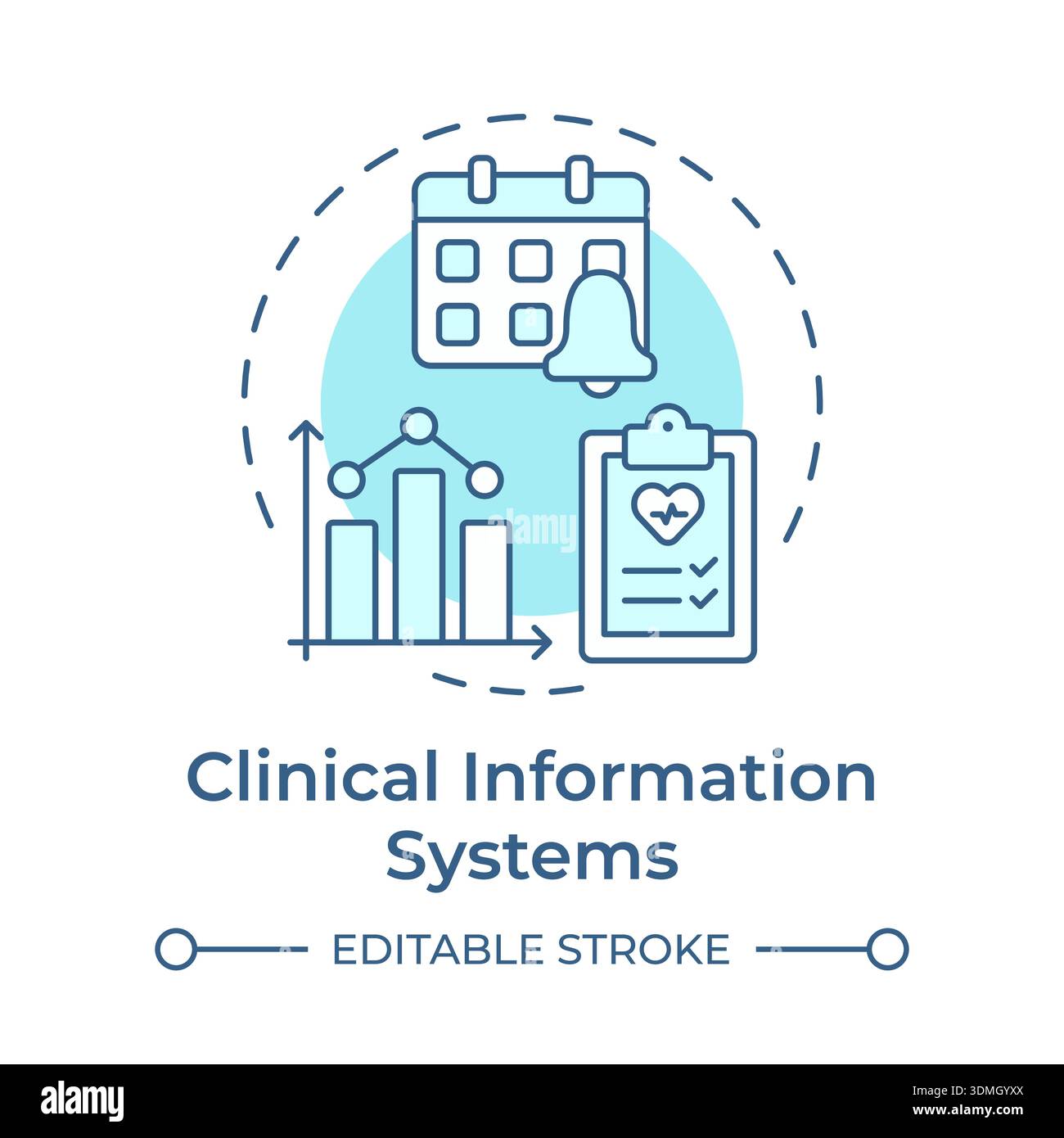 Clinical information systems soft blue concept icon Stock Vector