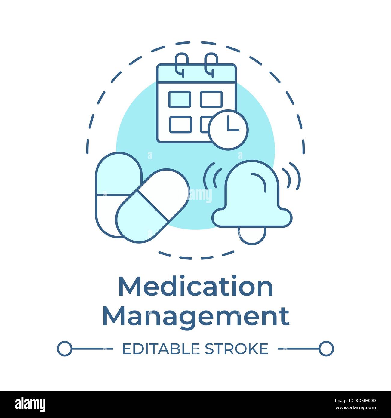 Medication management soft blue concept icon Stock Vector