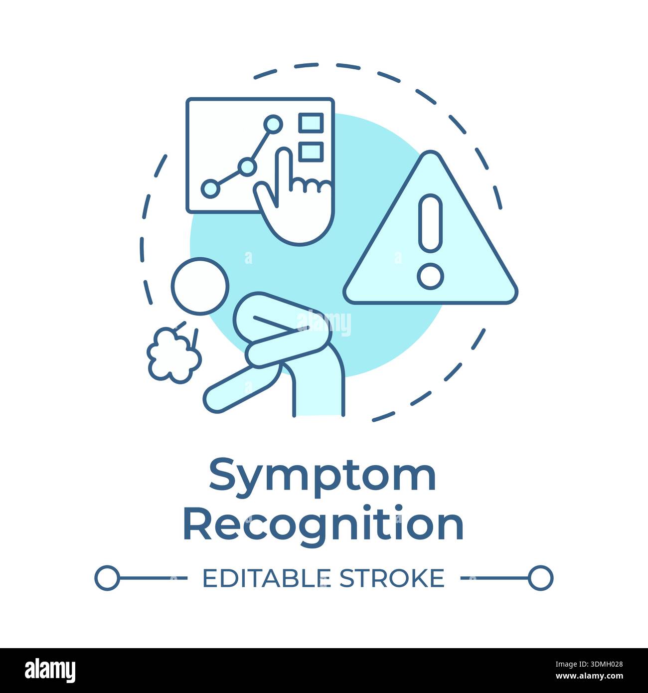 Symptom recognition soft blue concept icon Stock Vector