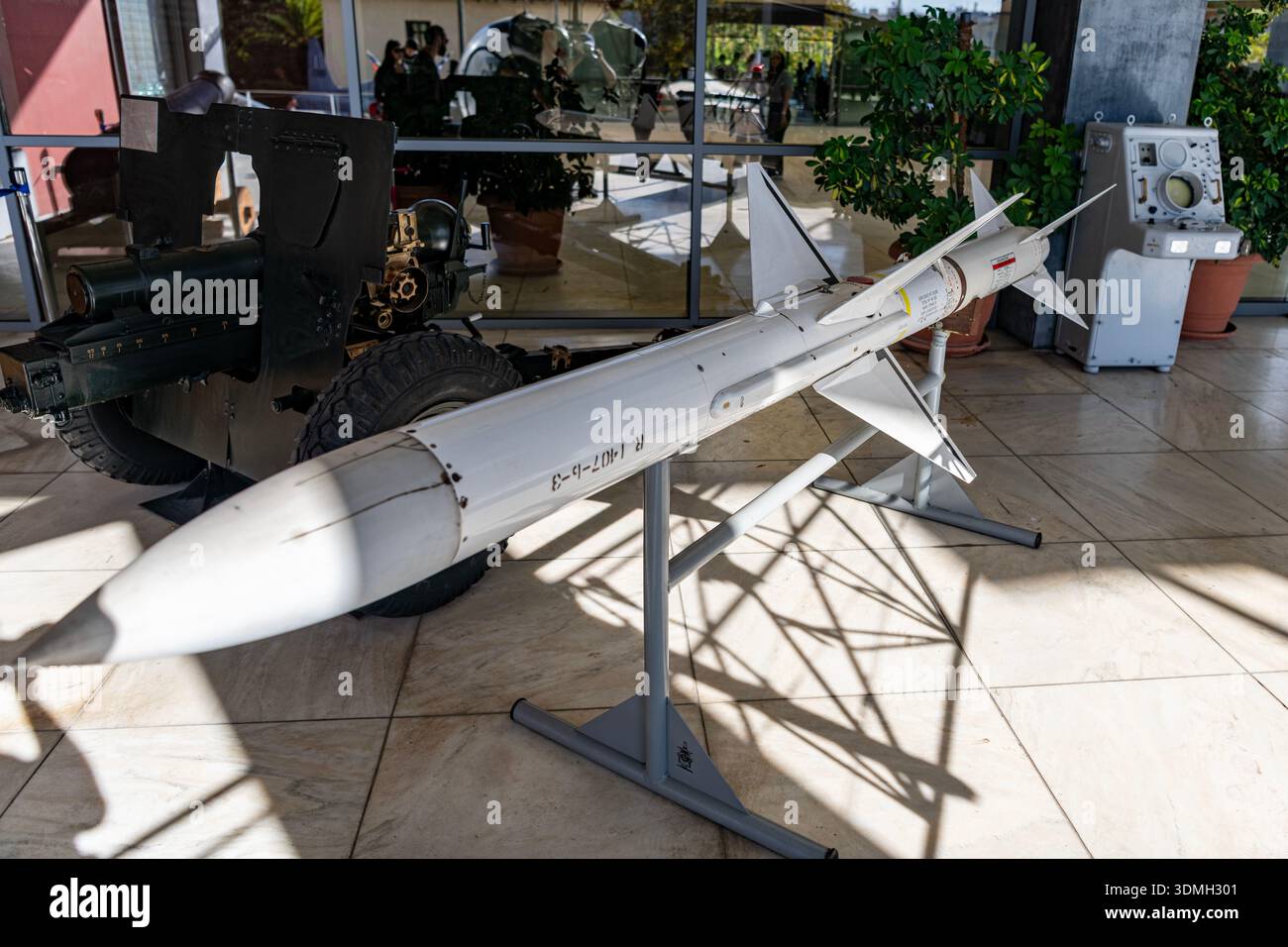AIM-7 Sparrow medium-range air-to-air missile displayed at Athens War Museum. Stock Photo