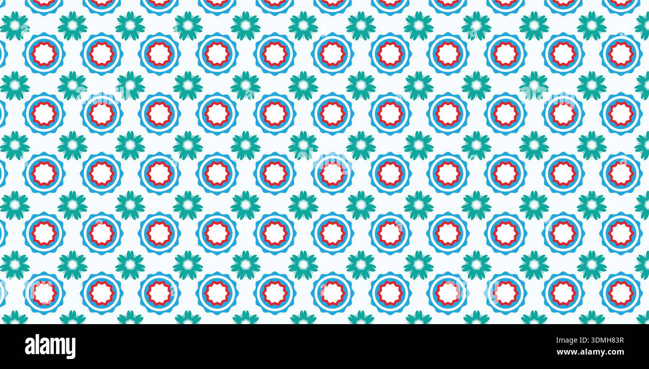 Seamless pattern with blue flowers on white background. Vector illustration. Stock Vector