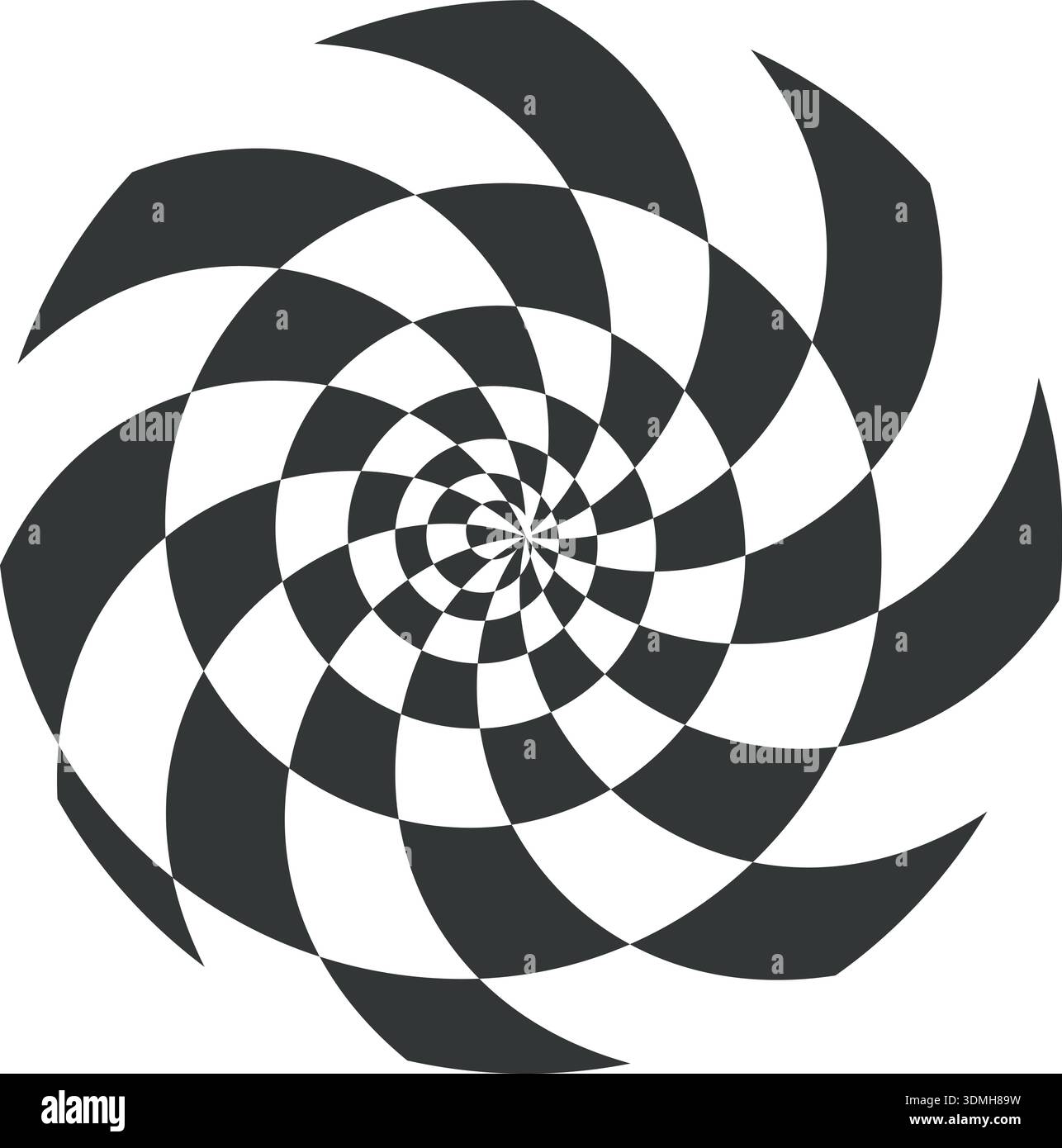 Optical illusion checkered radial motion black logo Stock Vector