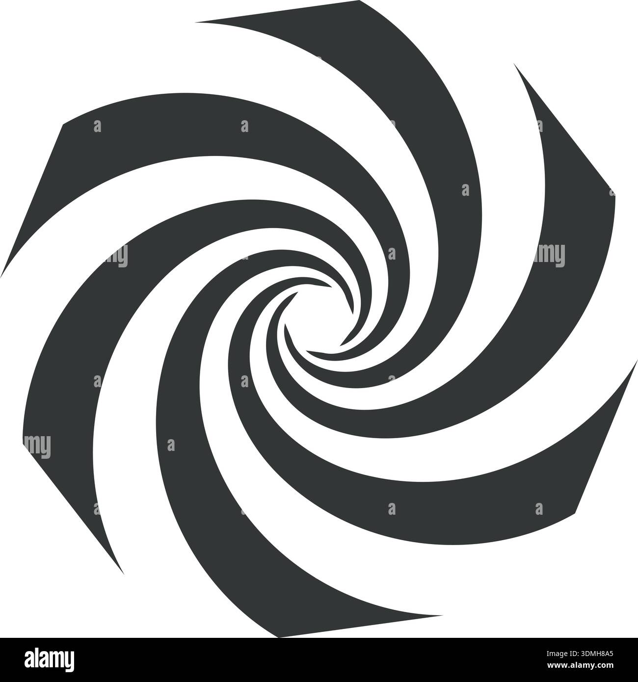 Optical illusion helix logo. Black round spiral Stock Vector