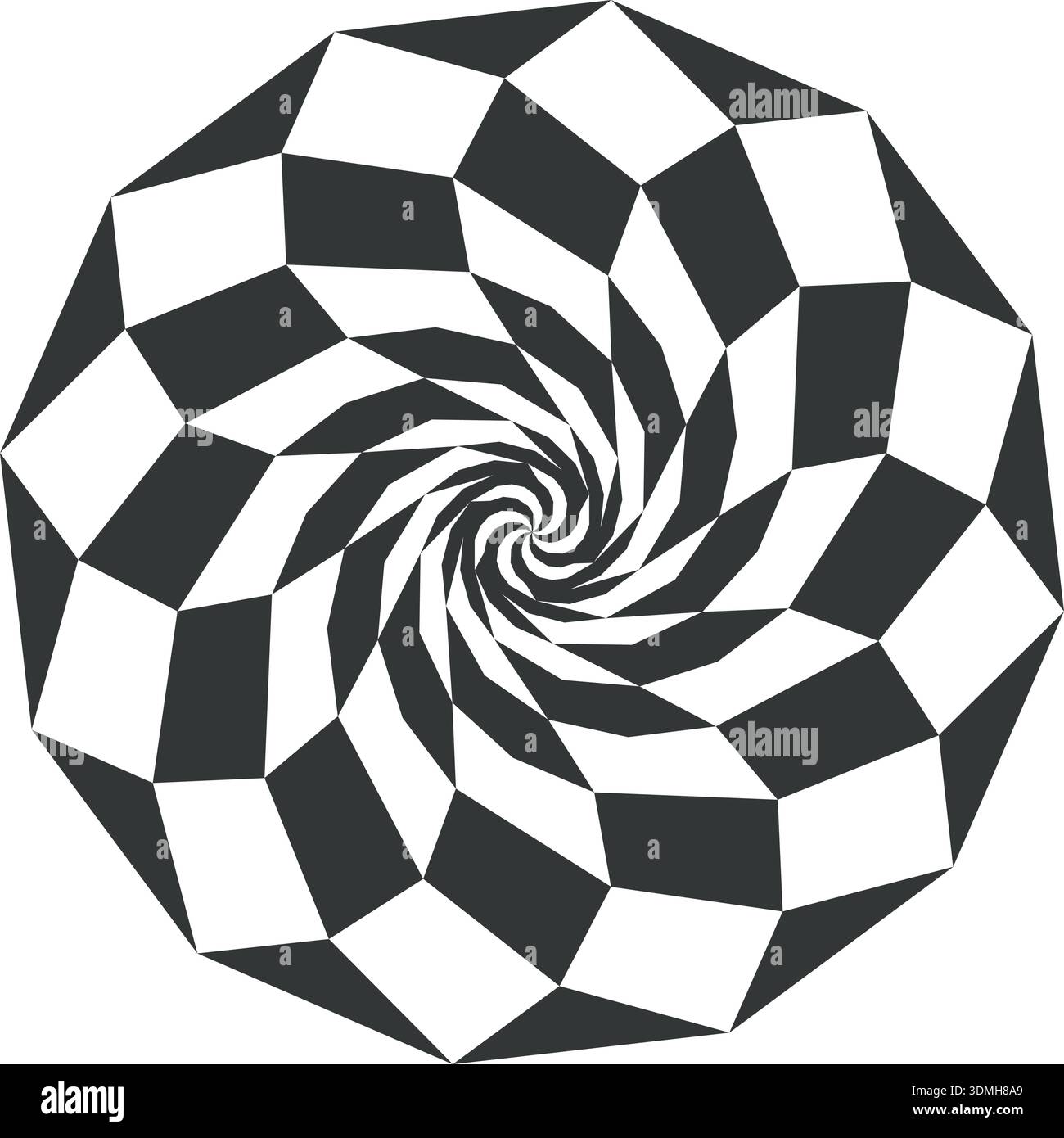 Hypnotic black logo. Optical rotation illusion icon Stock Vector