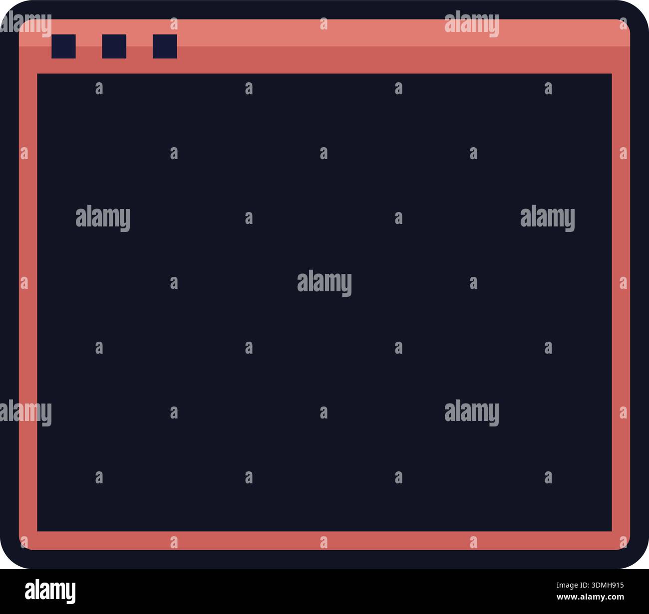 Simple blank window panel with a dark screen area and a colored header bar Stock Vector