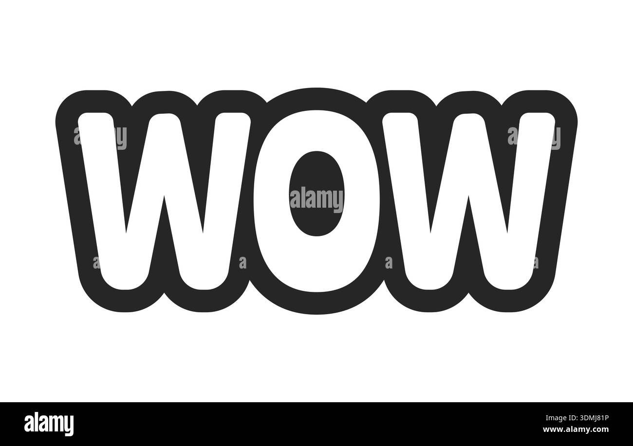Wow bold outline call to action sticker Stock Vector