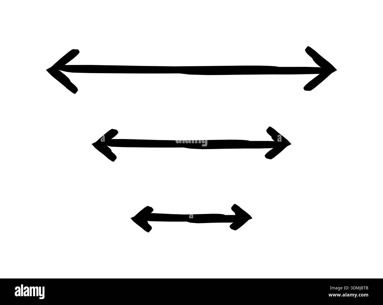 Two-sided horizontal arrows hand-drawn sketch graphic element set Stock Vector