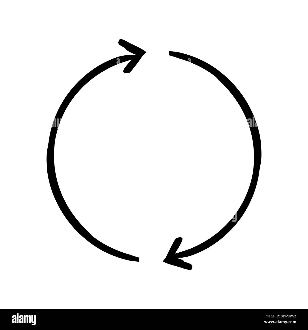 Two-sided circle arrows hand-drawn sketch graphic element Stock Vector