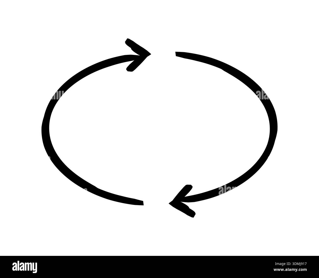 Two-sided oval arrows hand-drawn sketch graphic element Stock Vector