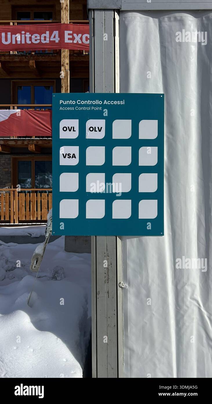 Livigno, Italy - February 5, 2026: Access control point sign at the ...