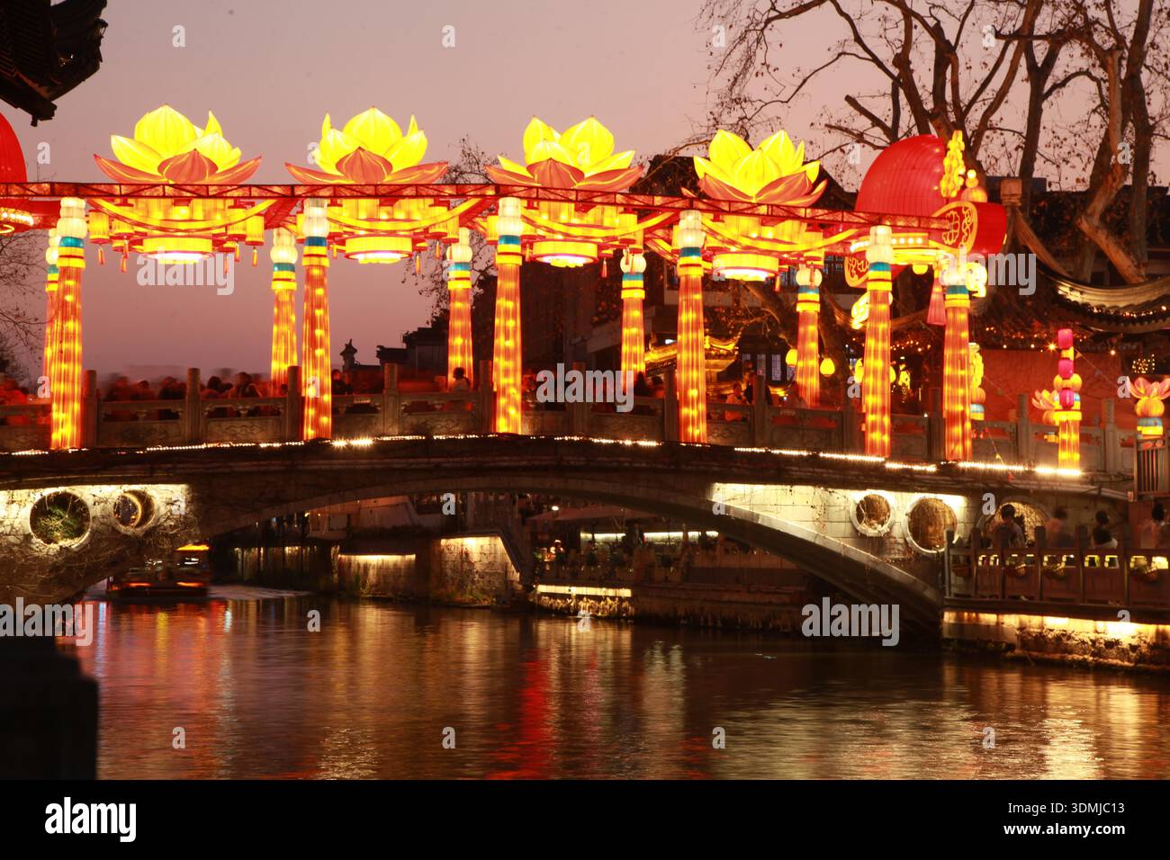 Visitors enjoy the 40th Qinhuai Lantern Festival at Confucius Temple ...