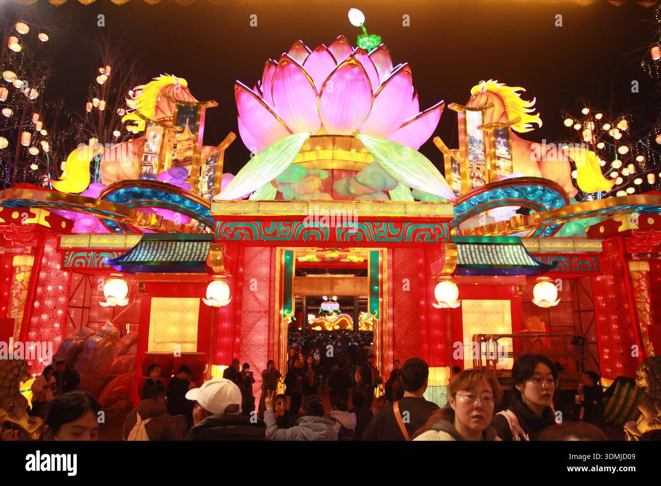 Visitors enjoy the 40th Qinhuai Lantern Festival at Confucius Temple ...