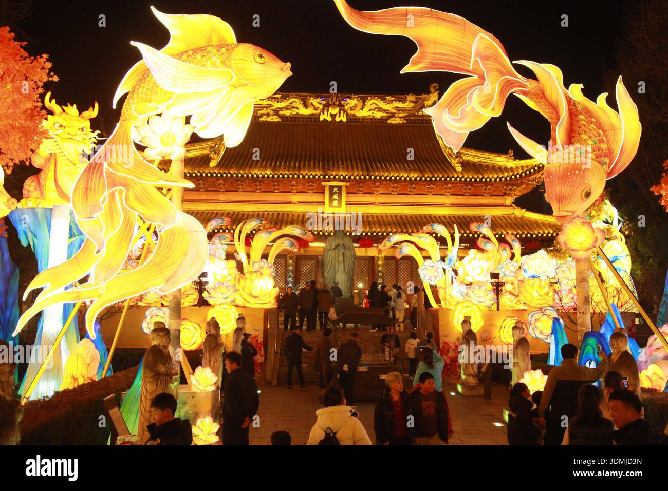 Visitors enjoy the 40th Qinhuai Lantern Festival at Confucius Temple ...