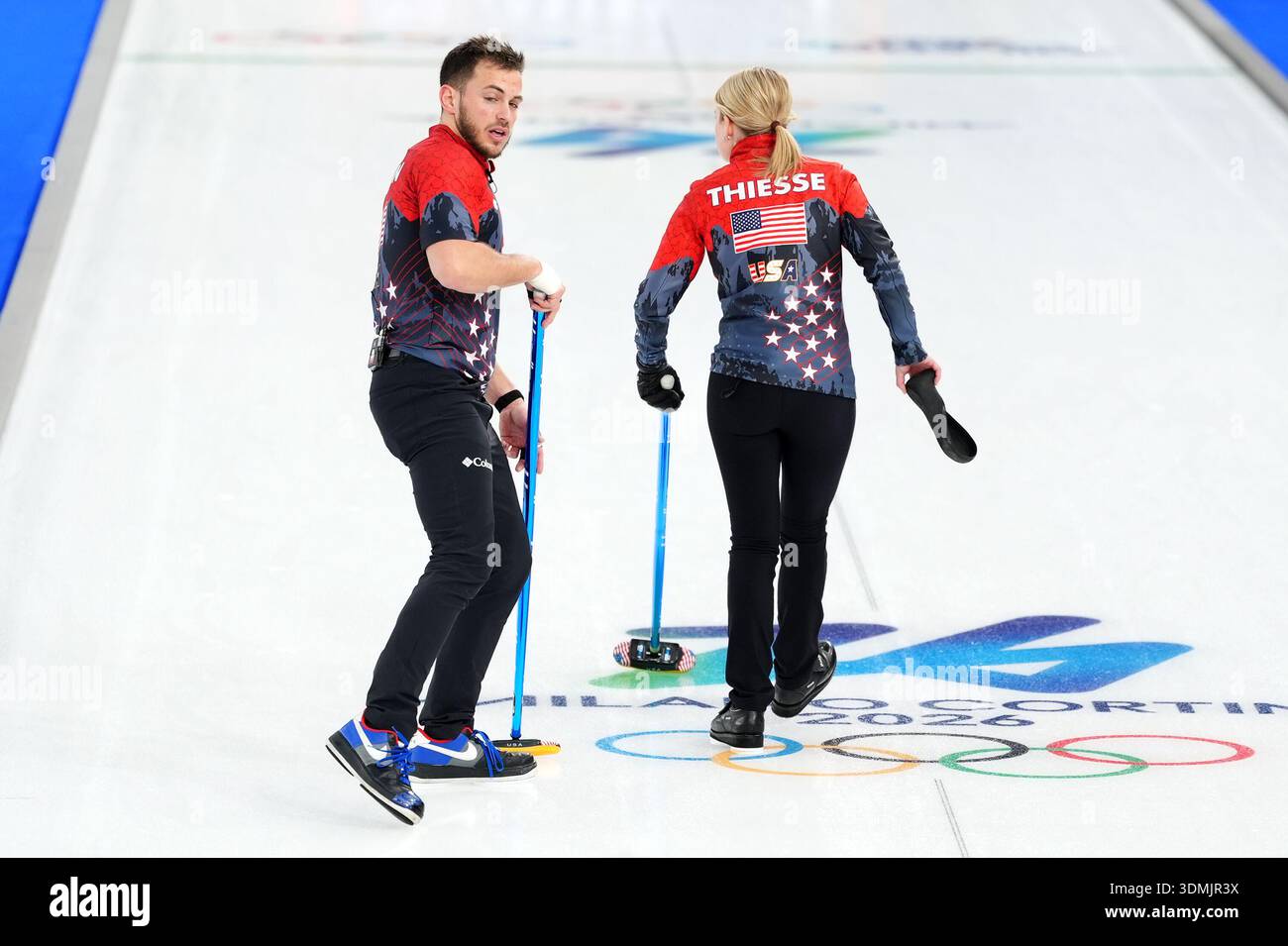 USA's Korey Dropkin (top left) and Cory Thiesse in action during the ...