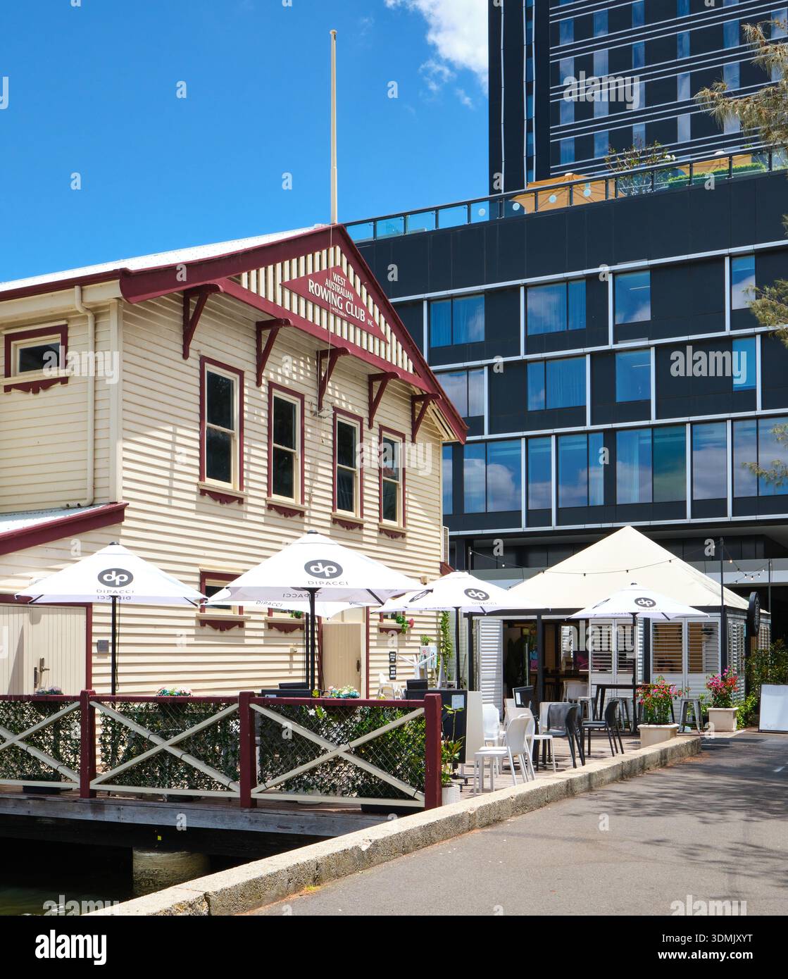 The West Australian Rowing Club building, a floating boathouse on the ...