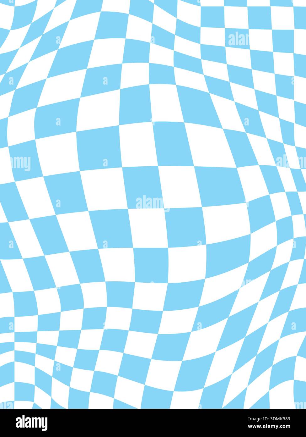 Grooved wavy squares poster. Blue checkered pattern. Vector illustration Stock Vector