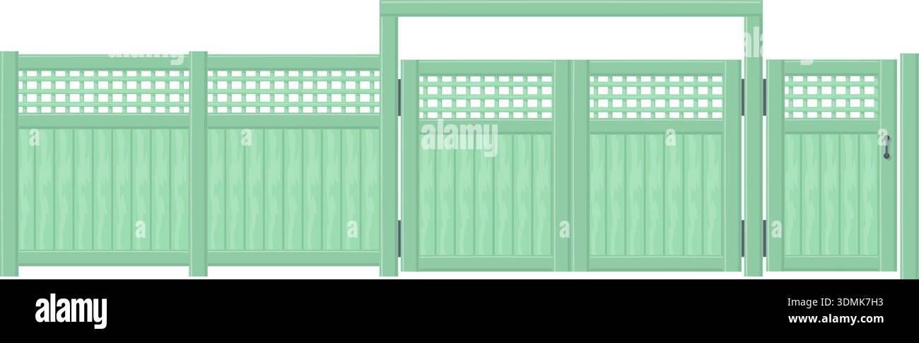 Security fence and gate. Metal grid barrier icon isolated on white ...