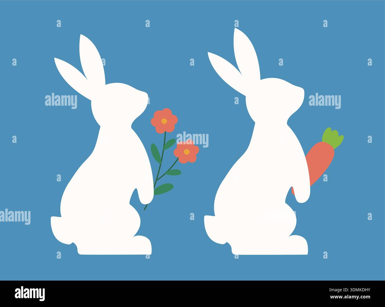Cute spring Easter white bunny vector illustration. Good for card ...