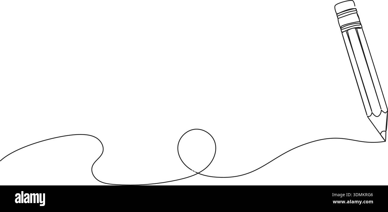 continuous line drawing of pencil drawing a line, line art vector ...