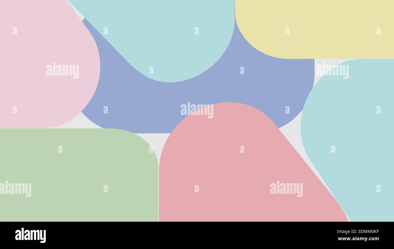 Rounded pastel shapes floating in soft geometric layout Stock Vector