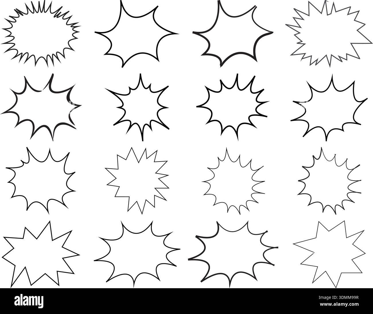 Comic speech burst and explosion shapes collection Stock Vector