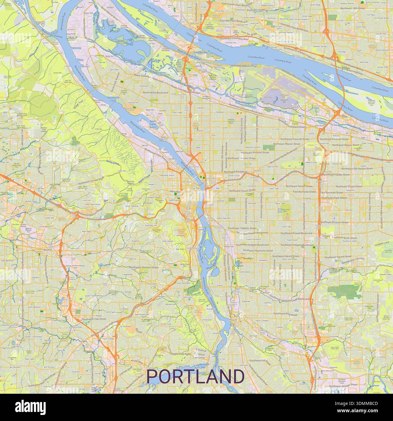 Large Detailed Map Of Portland 1920x1920