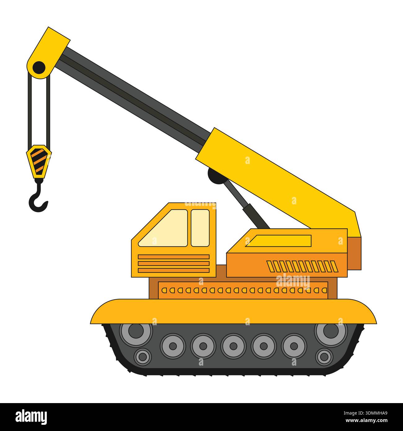 Yellow Excavator in flat style on white background Stock Vector